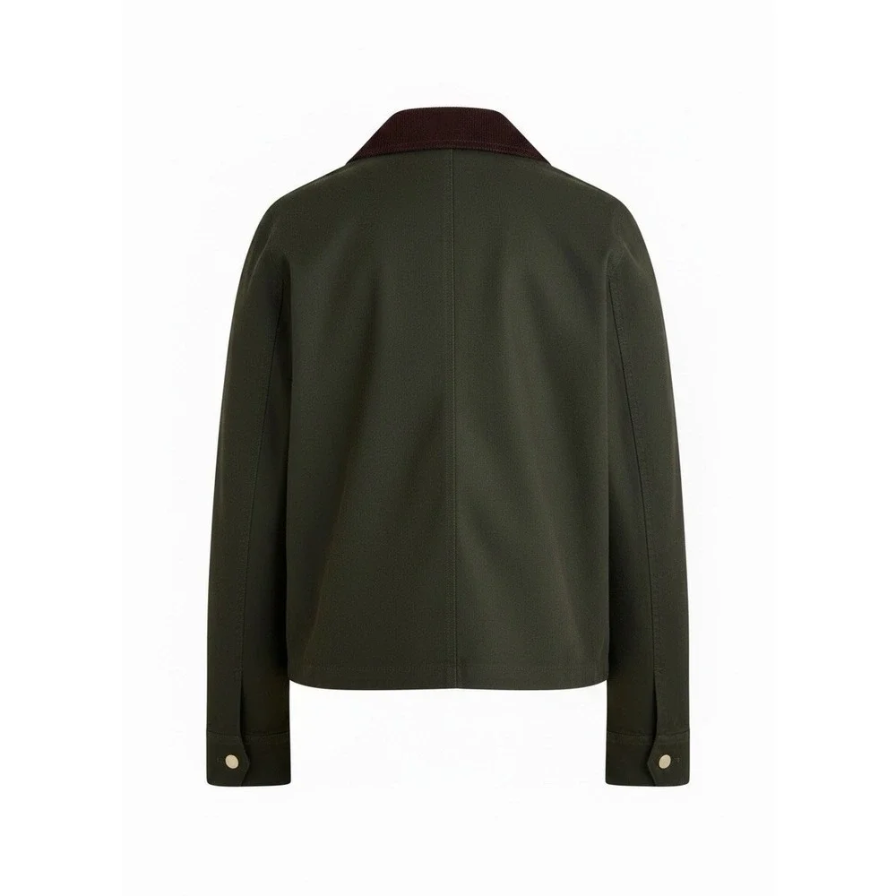 J.Crew Factory Size Large Cropped Olive Green Field Barn Collared Jacket NWOT